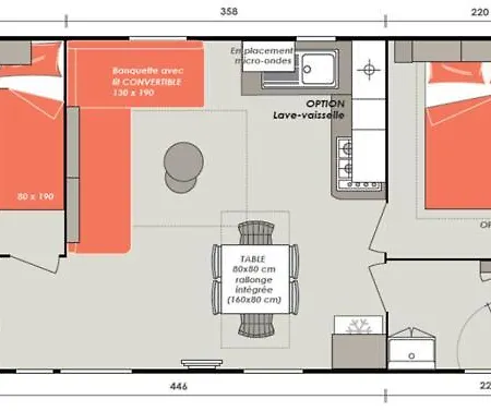 Campsite Mobile-home Climatise 4 Personnes